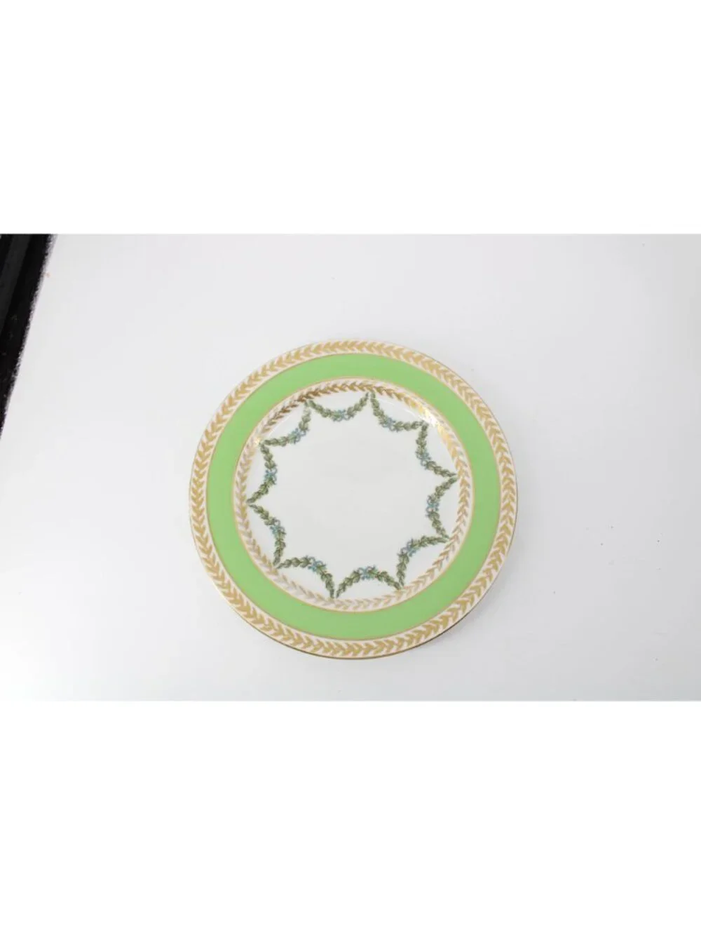 T & V France Green Gold Salad Luncheon Plate China Antique T&V Vintage 94703